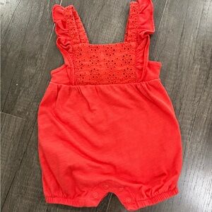 Red Eyelet Romper - baby girl size 0-3 months